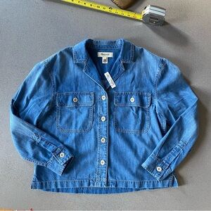 NWT Madewell Denim Cropped Button-Up Shirt in Ridgeville Wash, size small